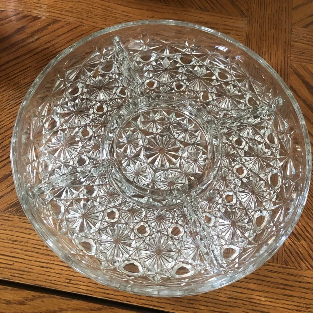Vintage INDIANA GLASS 5-Part Relish Dish Daisy and Button pattern
